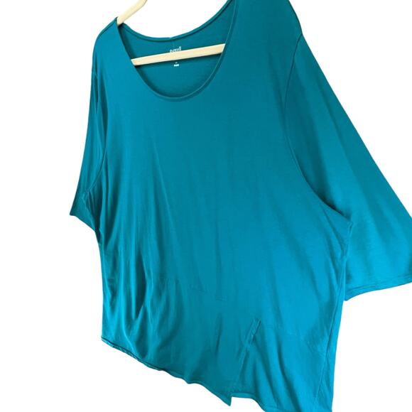 J Jill Pure Jill Wrap Tunic 4XL Teal Blue Scoop Neck 3/4 Sleeve Top Coastal Cozy - Picture 2 of 14